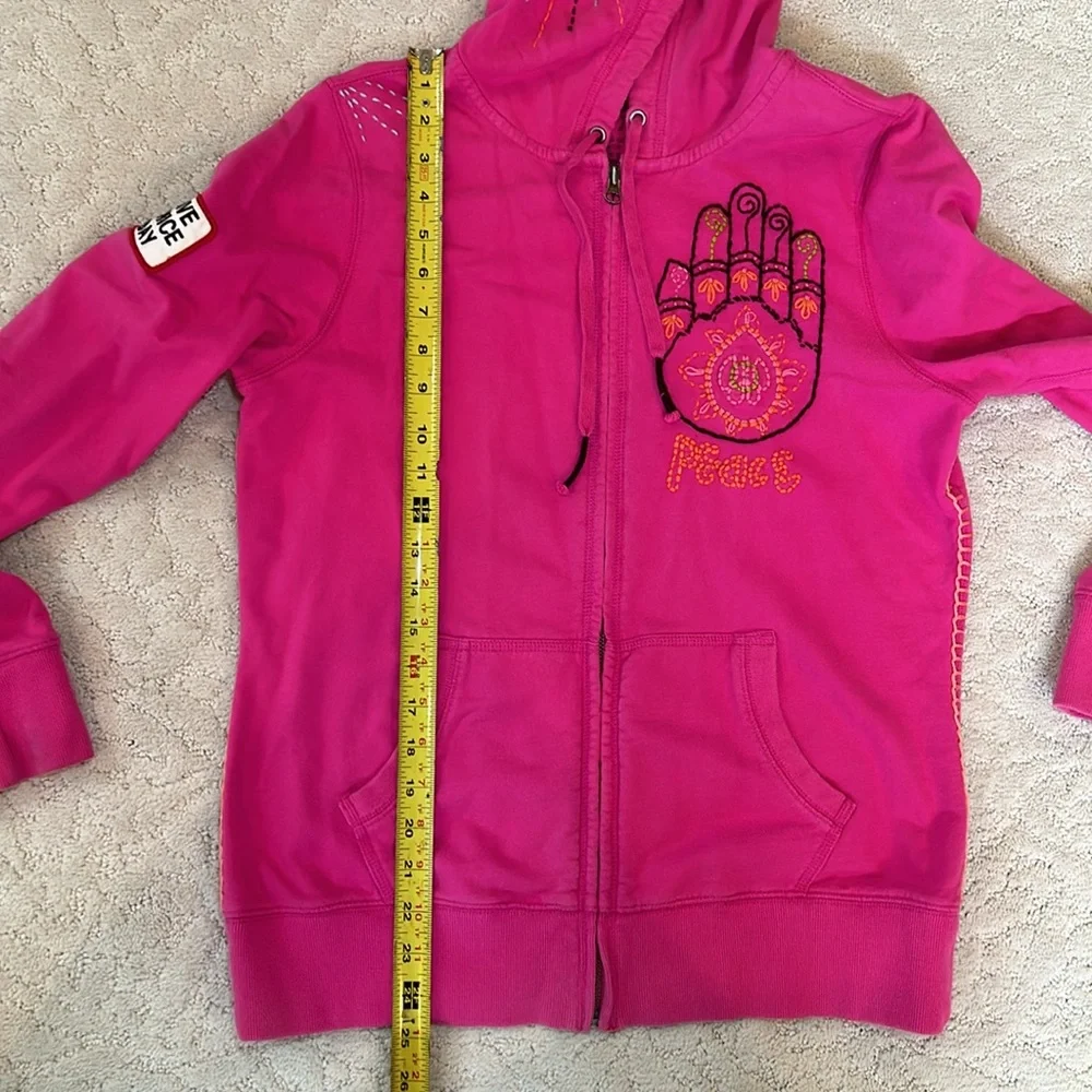 Lucky Brand VTG Pink Full Zip Embroidered Hoodie Patch - Size L - Picture 7 of 7